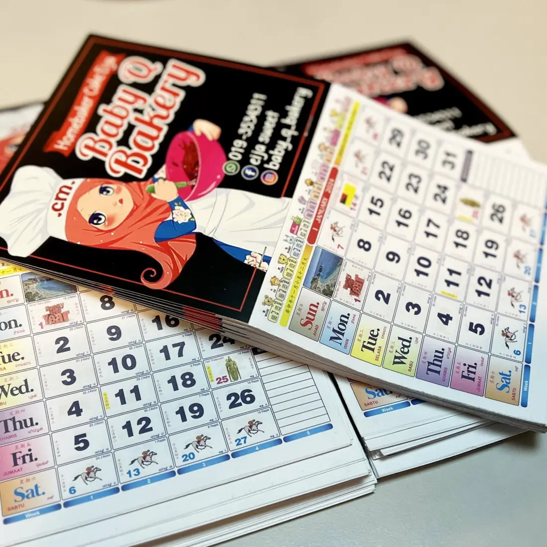 Contoh hasil cetakan Wall Calendar Baby Bakery