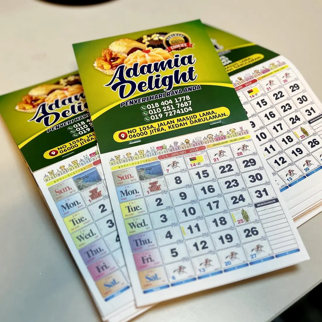 Contoh hasil cetakan Wall Calendar Adamia Delight