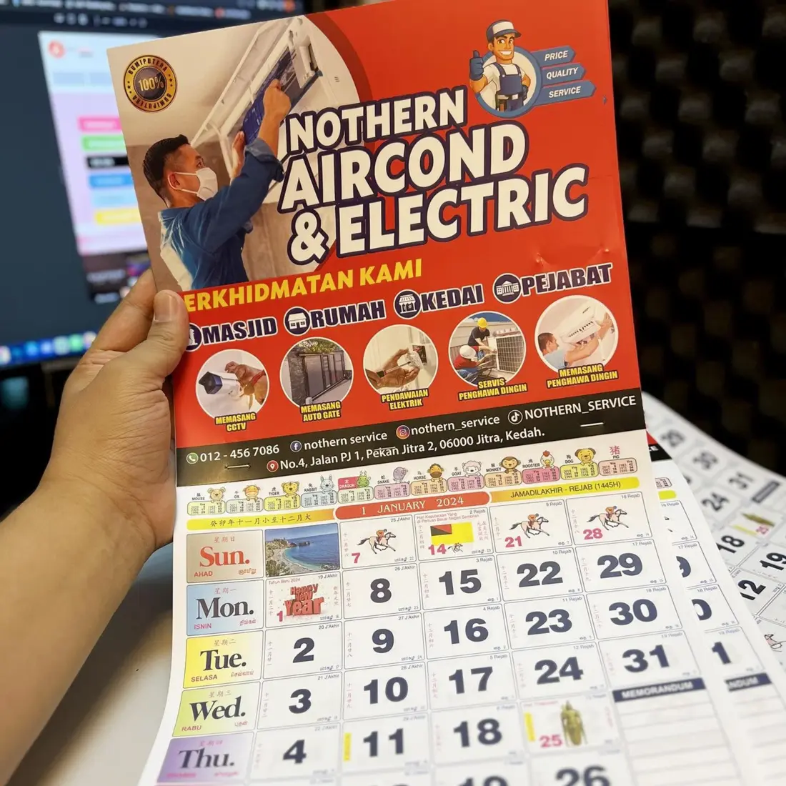 Contoh hasil cetakan Wall Calendar servis penghawa dingin