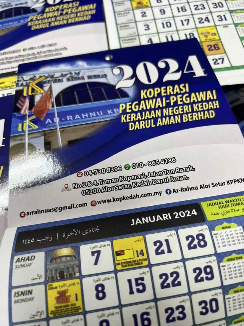 Contoh hasil cetakan Wall Calendar koperasi